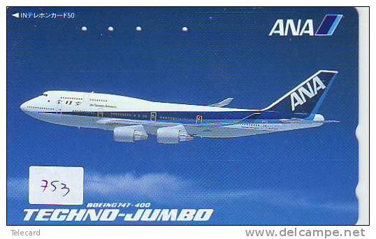 TELEFONKARTE FLUGZEUG  (753) Avion Sur Telecarte Japon **  Air Vliegtuig Aeroplani Airplane Aeroplanos - Airplanes