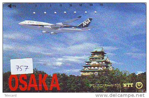 TELEFONKARTE FLUGZEUG  (757) Avion Sur Telecarte Japon **  Air Vliegtuig Aeroplani Airplane Aeroplanos - Flugzeuge