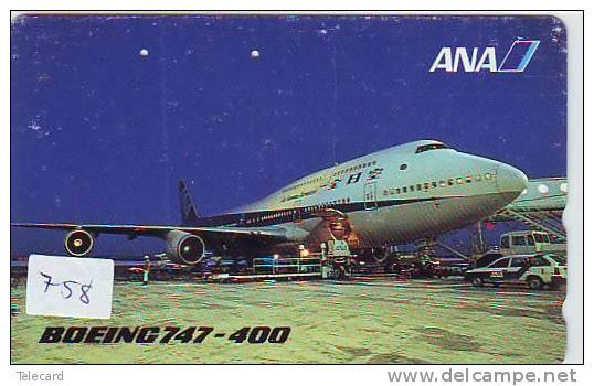 TELEFONKARTE FLUGZEUG  (758) BOEING 747-400 * Avion Sur Telecarte Japon **  Air Vliegtuig Aeroplani Airplane Aeroplanos - Airplanes