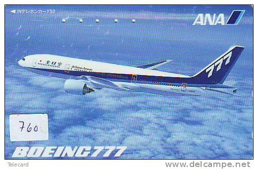 TELEFONKARTE FLUGZEUG  (760) BOEING 777 *  Avion Sur Telecarte Japon **  Air Vliegtuig Aeroplani Airplane Aeroplanos - Flugzeuge