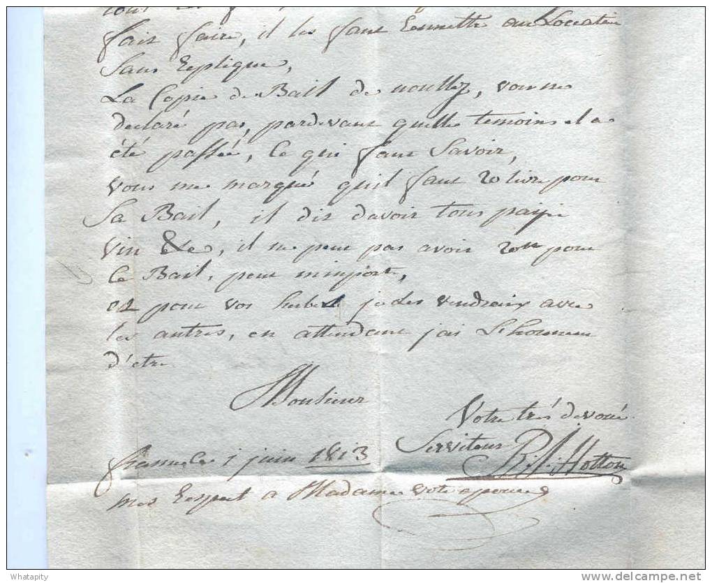 Lettre Précurseur De FRASNES Par Griffe 86 ATH 1813 Vers BXL - Taxation 3 Décimes  --  KK924 - 1794-1814 (Période Française)