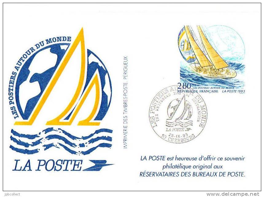 CP Premier Jour Postiers Autour Du Monde 1993 - Pseudo-officiële  Postwaardestukken