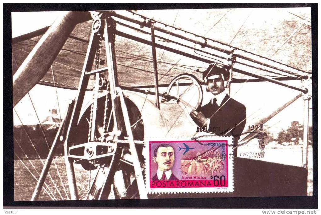 Aurel Vlaicu- Pionnier De L´aviation Mondiale,maximum Card FDC 1972! Romania. - Sonstige (Luft)