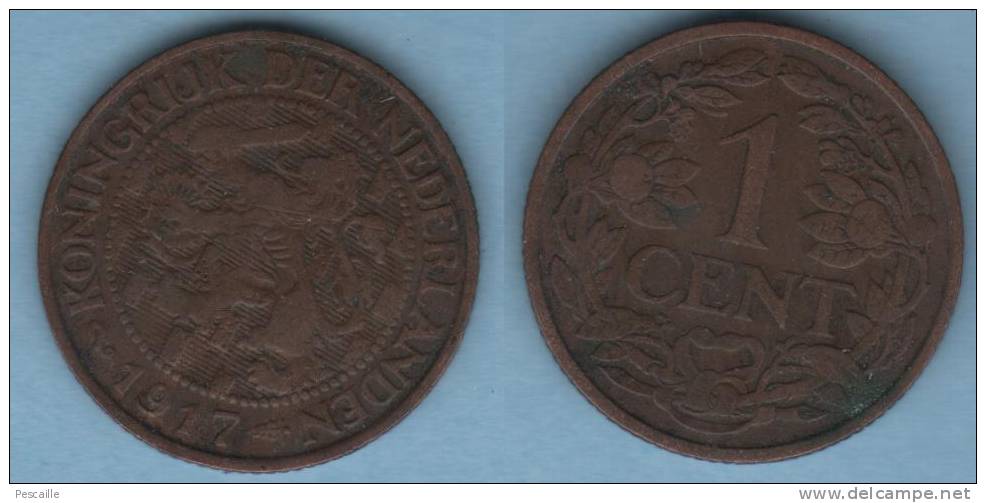 PIECE 1 CENT 1917 - NEDERLAND - WILHELMINA - 1 Cent