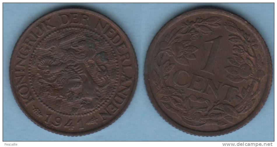 PIECE 1 CENT 1941 - NEDERLAND - WILHELMINA - 1 Cent
