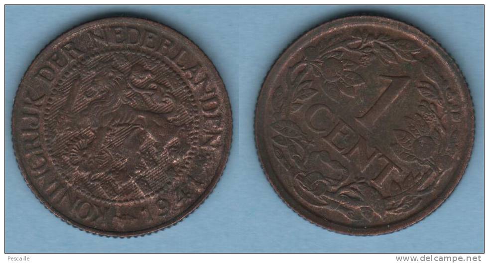 PIECE 1 CENT 1941 - NEDERLAND - WILHELMINA - 1 Cent