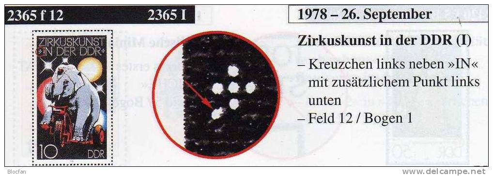 Kleinbogen Zirkus 1978 DDR 2364/7KB Mit 2365+2366I ** 100€ Abart 6.Punkt Fleck Im Huf Artistic Bloc Sheetlet Bf GDR - Se-Tenant