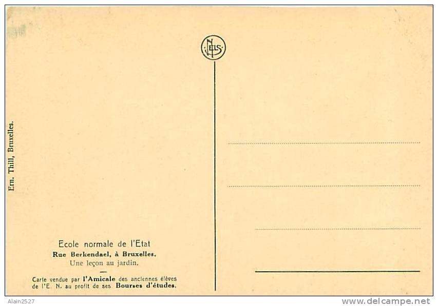 BRUXELLES - Ecole Normale De L'Etat - Rue Berkendael - Une Leçon Au Jardin (Ern. Thill, Bruxelles) - Onderwijs, Scholen En Universiteiten