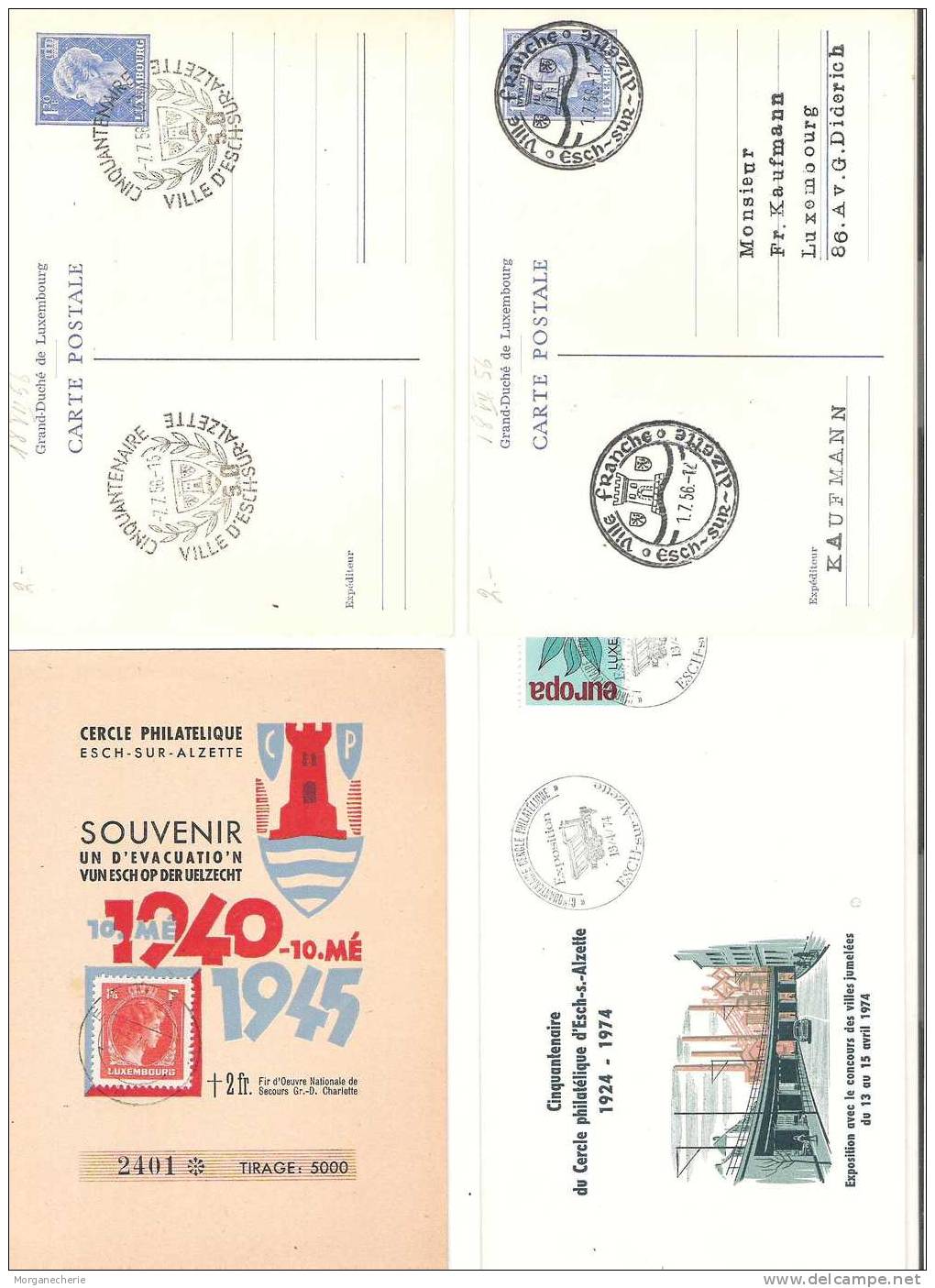 LUXEMBOURG, LOT 4 CARTES COMMEMORATIVES ESCH ALZETTE - Cartoline Commemorative