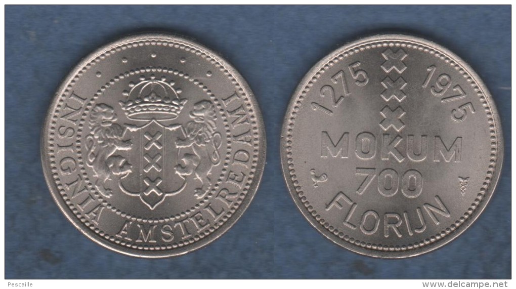 LOT DE 5 JETONS OU MONNAIES PAYS BAS - 1975 - MOKUM 700 FLORIJN / INSIGNIA AMSTELREDAMI / 1275 1975 - Andere & Zonder Classificatie