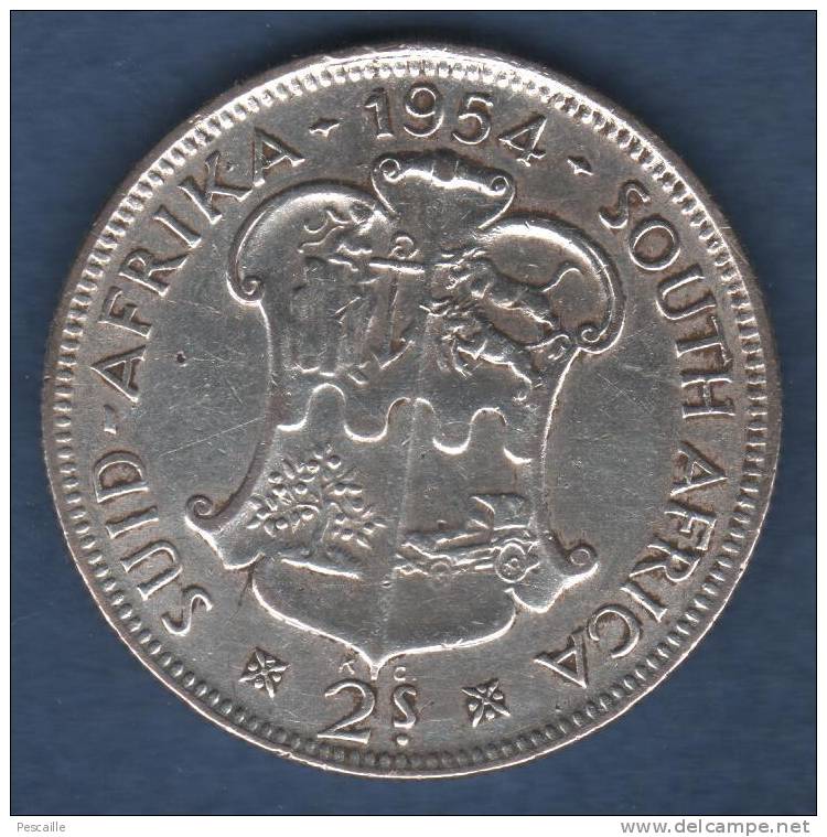 AFRIQUE DU SUD - PIECE 2 S 1954 SUID AFRIKA - SOUTH AFRICA / ELIZABETH II REGINA - SILVER - ARGENT 11 G - Kolonies