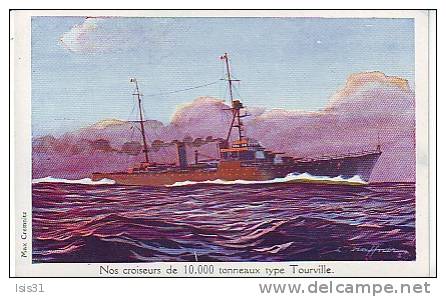 Illustrateurs - Bateaux De Guerre - Croiseurs - RF7967 - Illustrateur Haffner - Croiseur De Type Tourville -  Bon état - Haffner