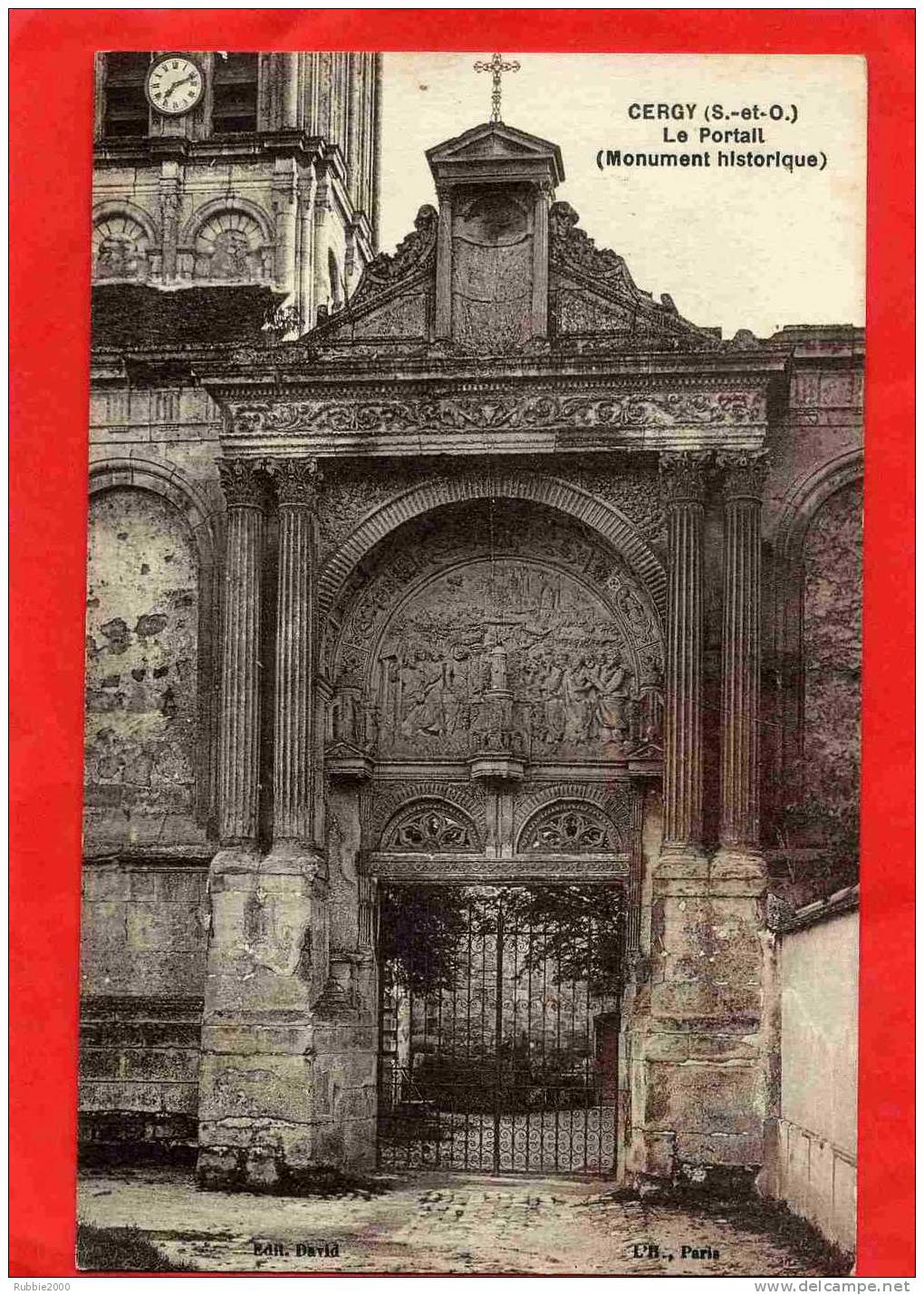 CERGY 1937 LE PORTAIL DE L EGLISE CARTE EN BON ETAT - Cergy Pontoise