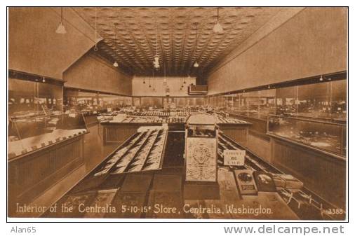 Centralia Washington 5- 10- 15-cent Store Interior On C1910s Vintage Postcard - Other & Unclassified