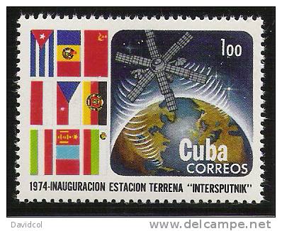 N197.- C U B A.-( 1974 ).- " INAUGURACION ESTACION TERRENA INTERSPUTNIK  " - EDIFIL #: 2185.- MNH - Ongebruikt