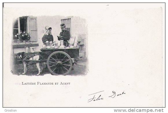 LAITIERE FLAMANDE ET AGENT (ATTELAGE DE CHIEN)  1903 - Autres & Non Classés