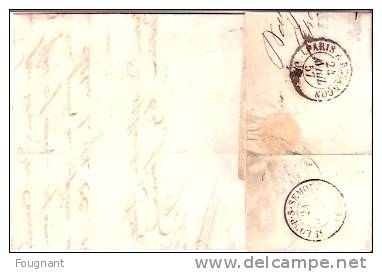 BELGIQUE : 1857: Lettre De CHARLEROI Vers LA CHANDEAU(France.).Cachet CHARLEROI Double Cercle Rouge1857+ Cachet Belg.à E - Autres & Non Classés