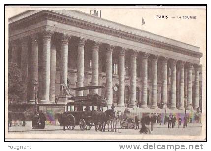 FRANCE:PARIS;La Bourse.Tram à étage Tiré Par Chevaux.Nombreux Personnages.Non écrite. - Openbaar Vervoer