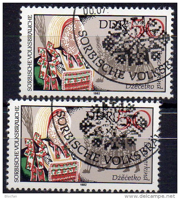 PF Feld 30 Roter Punkt An Ecke DDR 2716/1 Plus 2721 I Aus 6-Block SST 18€ Volks-Bräuche Waleien Eastern Stamp Of Germany - Tanz