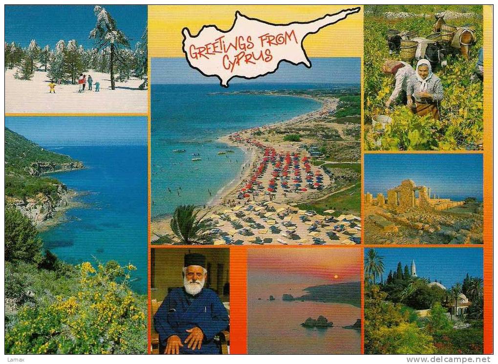 BEACH -CYPRUS POST CARD - GREETINGS FROM CYPRUS -   KYRIAKOU  BOOKSHOPS  1996 - Cartas
