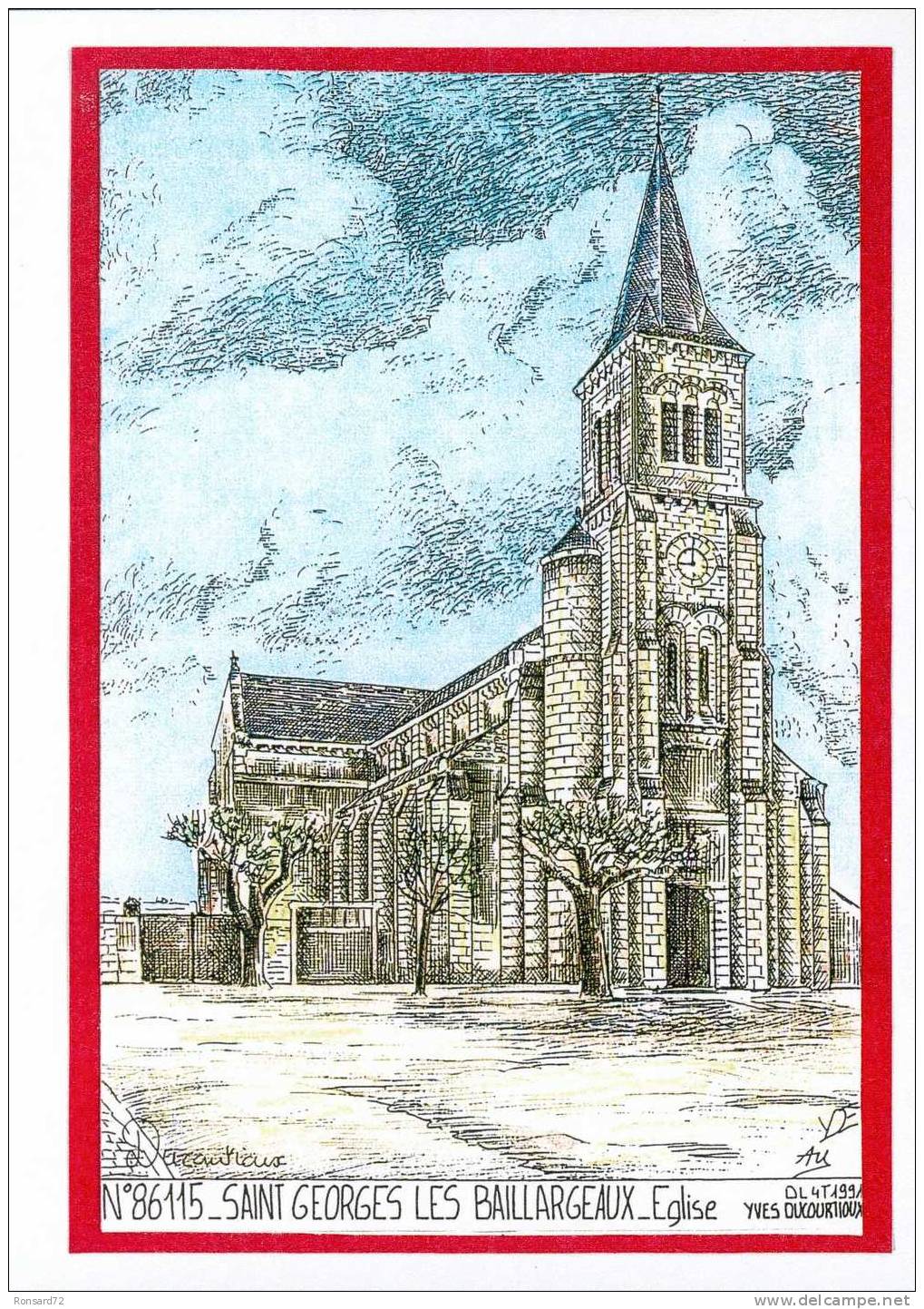 86 SAINT GEORGES LES BAILLARGEAUX - Eglise  - Illustration Yves Ducourtioux - Saint Georges Les Baillargeaux