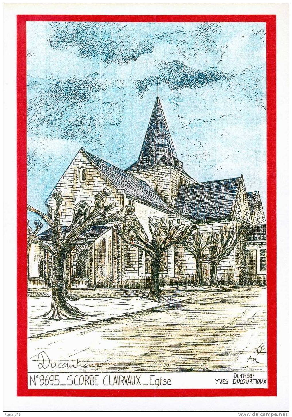 86 SCORBE-CLAIRVAUX - Eglise  - Illustration Yves Ducourtioux - Scorbe Clairvaux