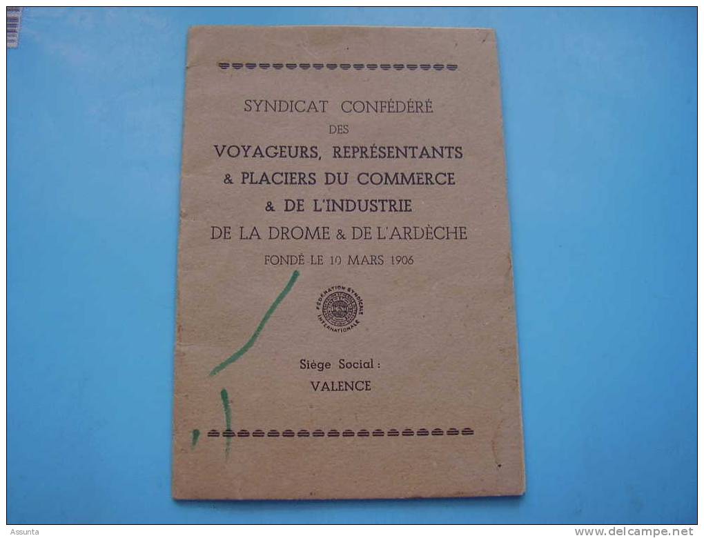 Valence . Livret Du Syndicat Des VRP De La Drôme & De L´Ardèche . 1936 . 12 P. Noms Des Membres Du C.A. Pour 1936 - Rhône-Alpes