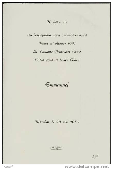 Faire-parts De Communion De ANDENNE " EMMANUEL " De 1985  ( En Wallon ). - Bookplates