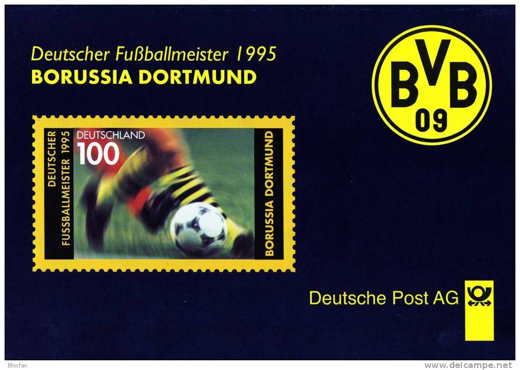 Erinnerungsblatt Bourussia Dortmund Fussballmeister 1995 BRD 1833 **/o Plus EB2/95 10€ Soccer Document Of Germany - Beroemde Teams