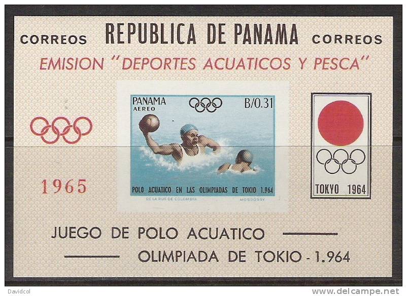 Q347.-.PANAMA.- 1964 .- SCOTT # : 454 Ef .- S/S.- MNH.- IMPERFORATE.- WATER POLO - Wasserball