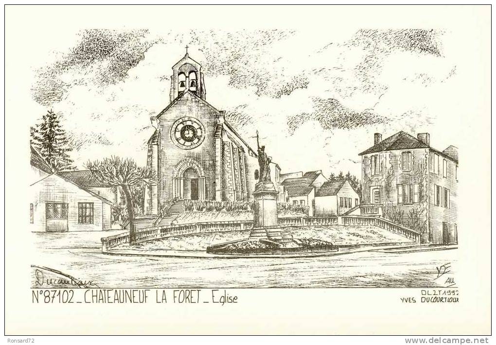 87 CHATEAUNEUF-LA-FORET - Eglise  - Illustration Yves Ducourtioux - Chateauneuf La Foret