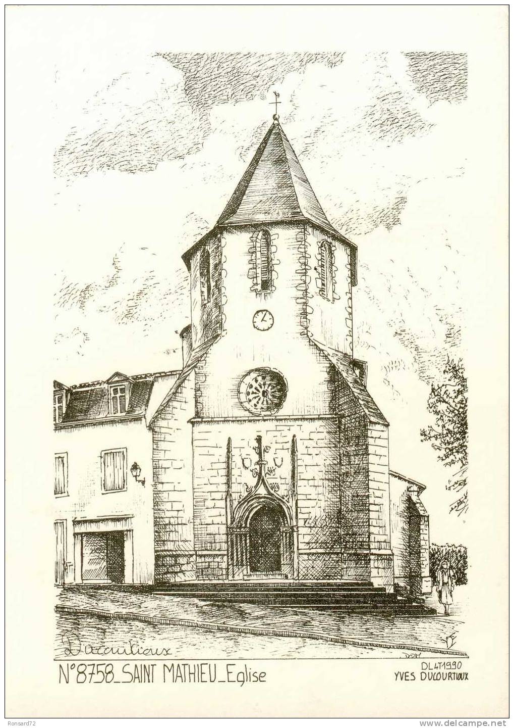 87 SAINT MATHIEU - Eglise  - Illustration Yves Ducourtioux - Saint Mathieu