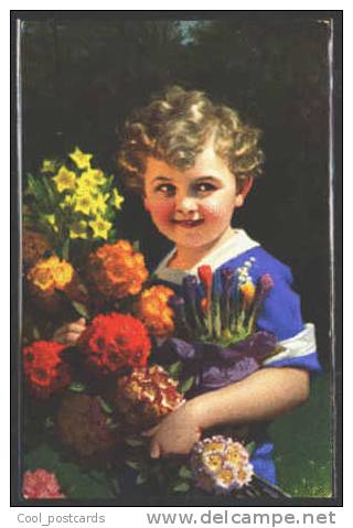 KNOEFEL, LUDWIG Children Cute Blond Boy With Bunch Of Flowers, Novolito No 669/2 - Knoefel, Ludwig