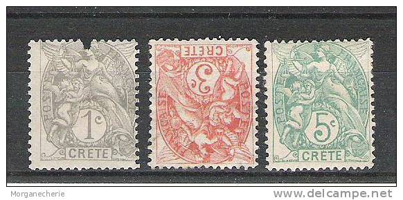 FRANCE CRETE 1902  YT 1,  3, 5 * - Andere & Zonder Classificatie