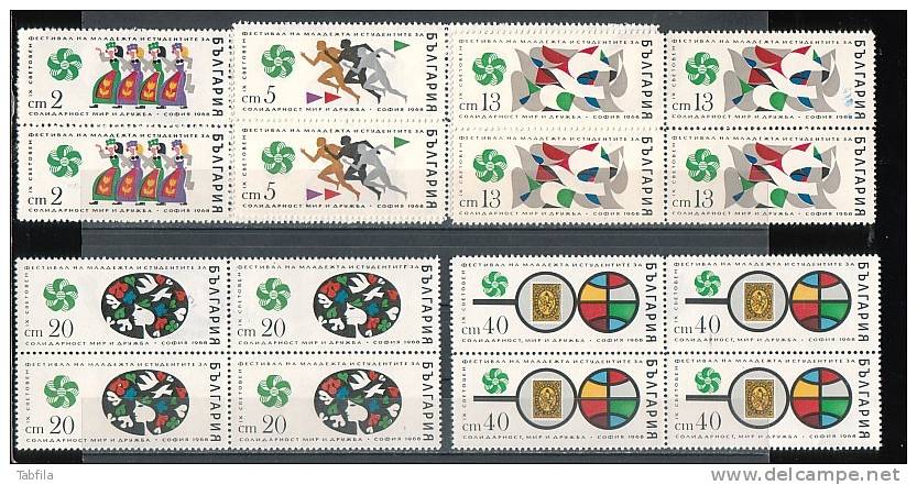 BULGARIA / BULGARIE - 1968 - 9 Festival De La Jeunesse A Sofia - Bl De 4** - Unused Stamps