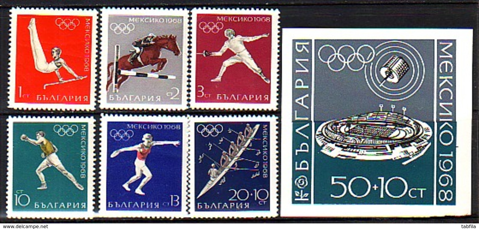 BULGARIA - 1968 - Jeux Olimpiques - Maxico'68 - 6v + Bl** - Neufs