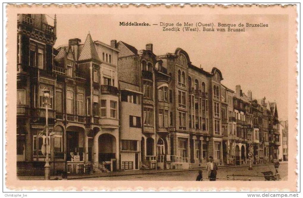 Oude Postkaart Middelkerke Zeedijk (west) Bank Van Brussel (pk979) - Middelkerke