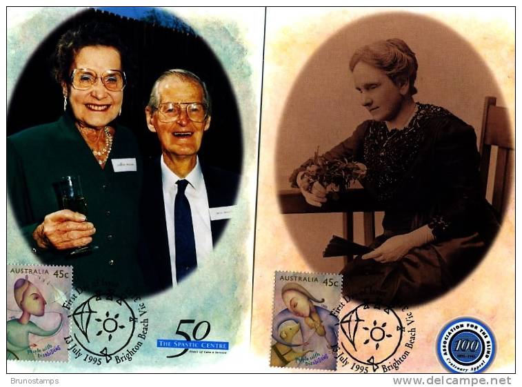 AUSTRALIA - 1995  PEOPLE WITH DISABILITIES   TWO  MAXIMUM CARDS - Maximumkaarten