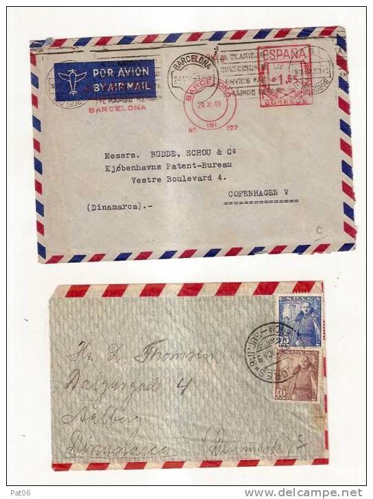 ESPAGNE  TROIS LETTRES POUR LE DANEMARK - Storia Postale