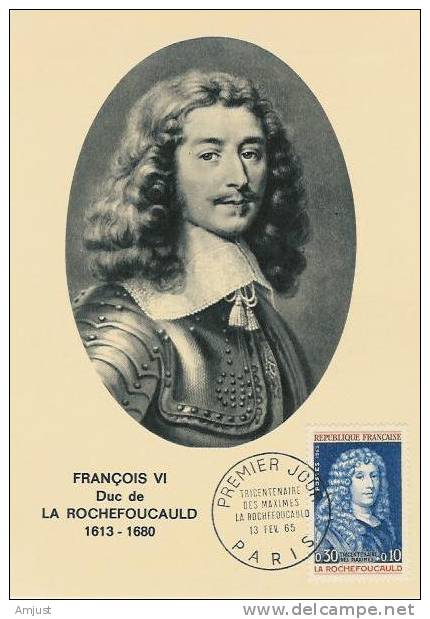 Carte Maximum,Maxi Cards, François IV, Duc De La Rochefoucauld - 1960-1969