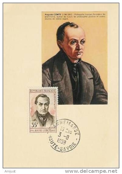 Carte Maximum,Maxi Cards, Auguste Comte - 1950-1959