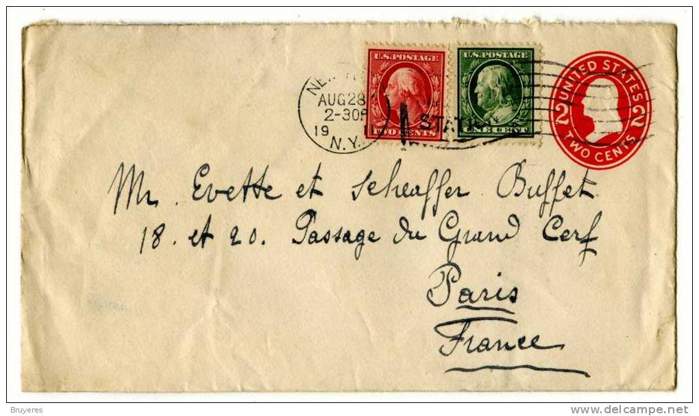 Entier Postal Sur Enveloppe Avec Affranchissement Coplémentaire Et Oblit. 1911 - 1901-20