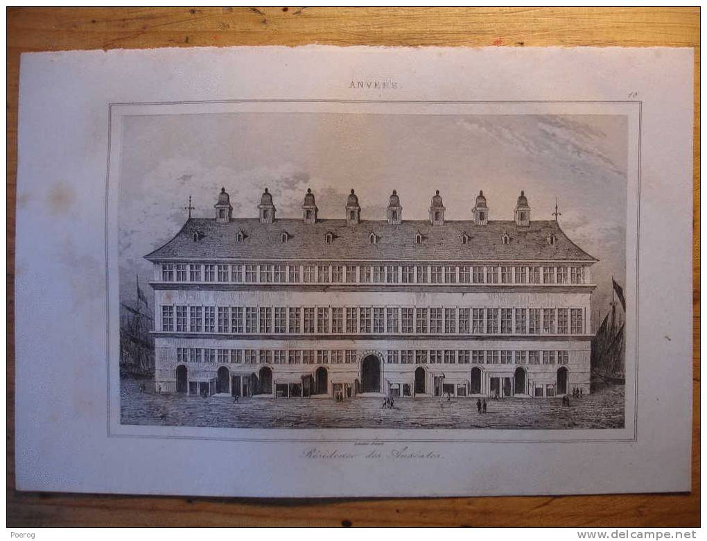 GRAVURE 1844 - BELGIQUE - ANVERS RESIDENCE DES ANSEATES - Antwerp Belgie Belgium Print - Sonstige & Ohne Zuordnung