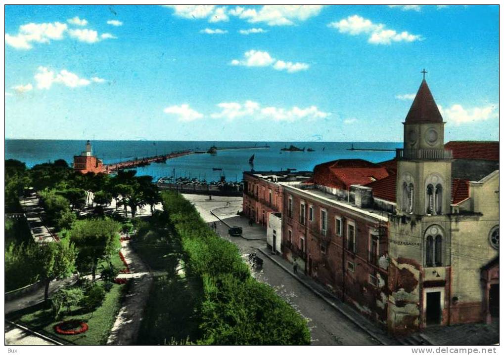 MANFREDONIA - CHIESA DELLA STELLA  E PORTO   FOGGIA   PUGLIA   VIAGGIATA  COME DA FOTO ACQUERELLATA - Manfredonia