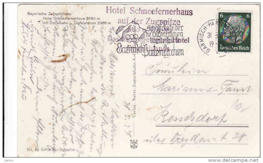 Deutschland, Zugspitzbahn-Hotel Schneefernerhaus, 1937, Used, Verry Good Condition - Zugspitze