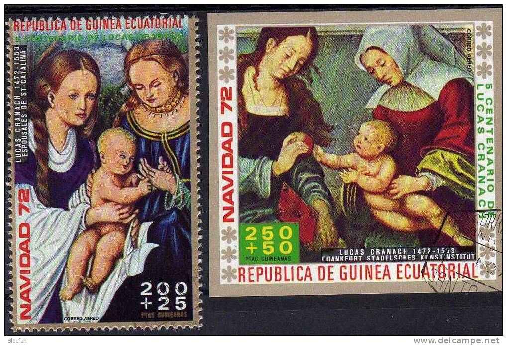 Christmas Gemälde Von Cranach Äquator. Guinea 180A/B, Block 42 Plus 43 O 8€ - Cuadros