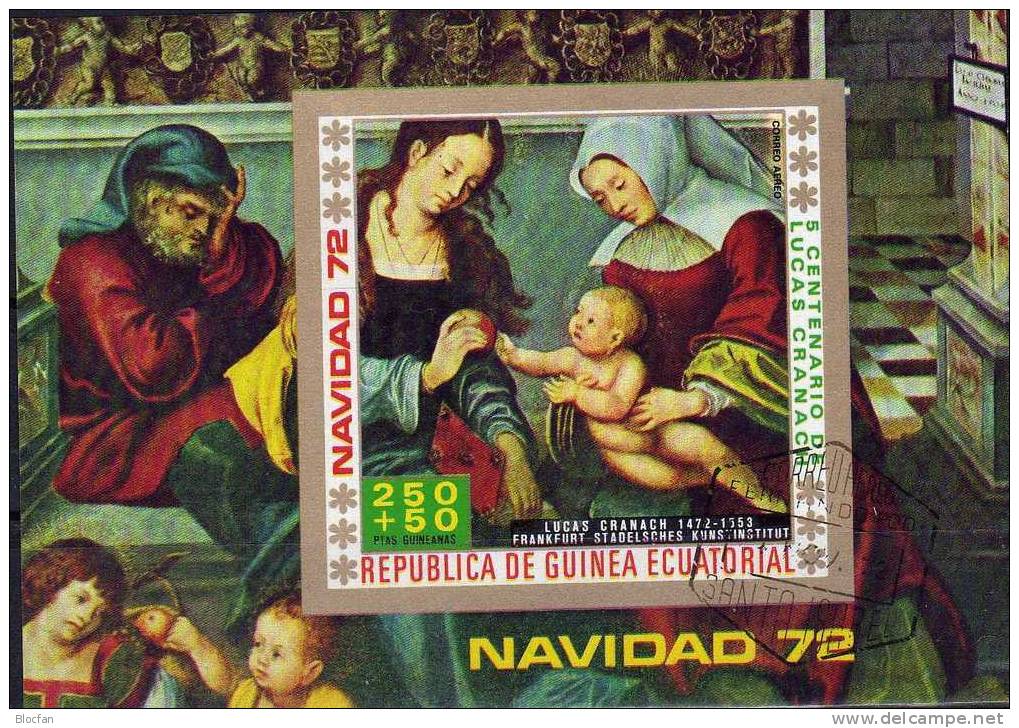 Christmas Gemälde Von Cranach Äquator. Guinea 180A/B, Block 42 Plus 43 O 8€ - Cuadros