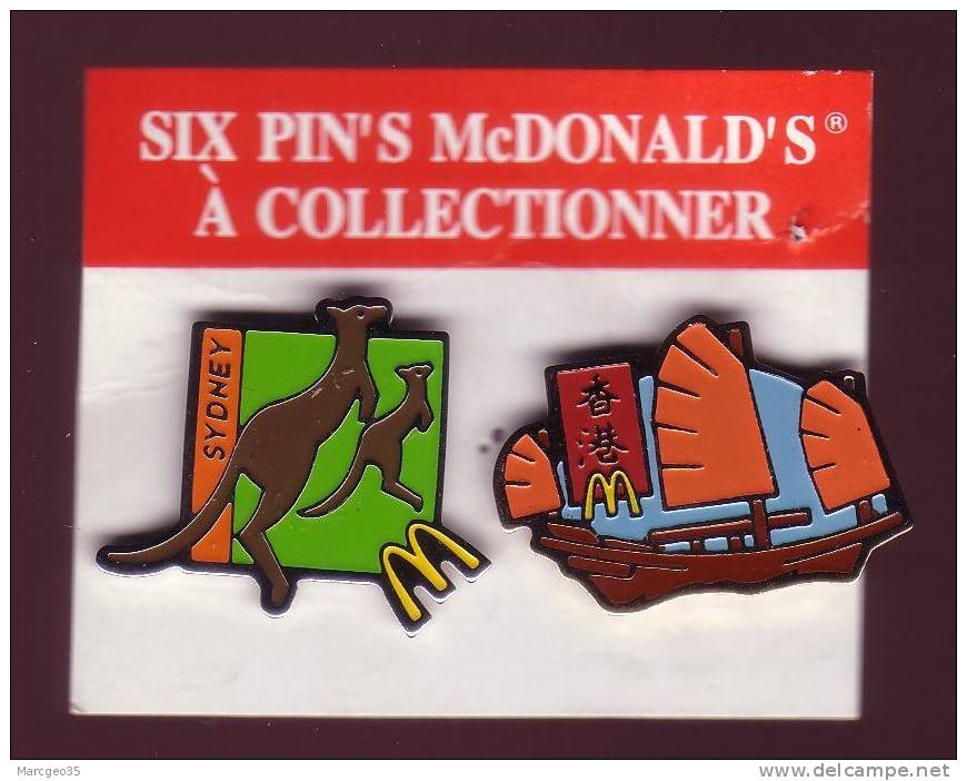 Lot 2 Pin's McDonald's, Australie, Sydney, Kangourou, Chine, Jonque, Arthus Bertrand - McDonald's