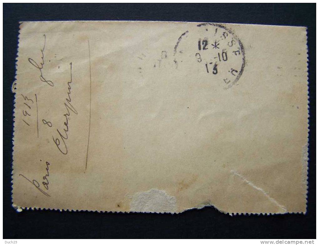 CARTE LETTRE N°138 DE PARIS POUR LA PALISSE (ALLIER) DU 8/10/1913 - Tarjetas Cartas