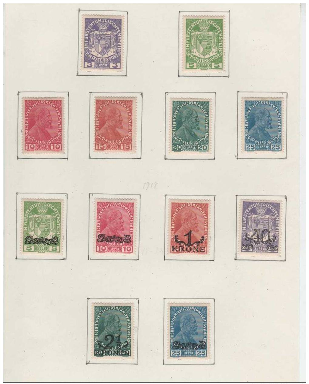 LIECHTENSTEIN...mh...complete   Set  With Surcharges - Unused Stamps